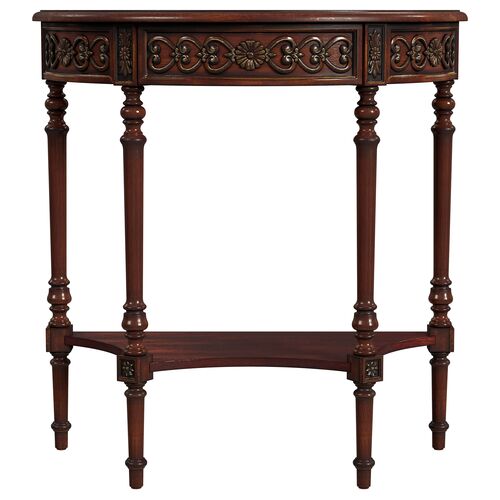 Celene Demilune 30" Console Table, Cherry