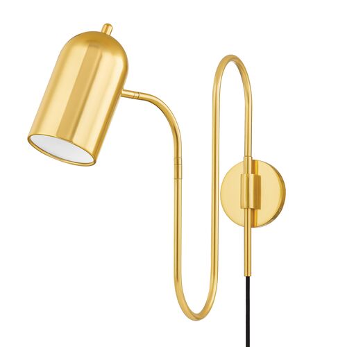 Romee 18" Plug-in Wall Sconce, Aged Brass Romee 18" Plug-in Wall Sconce, Aged Brass
