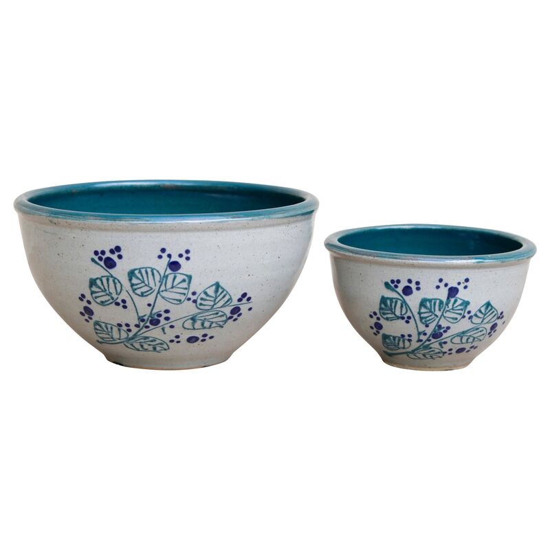 Decorative Earthenware Bowls - Set of 2