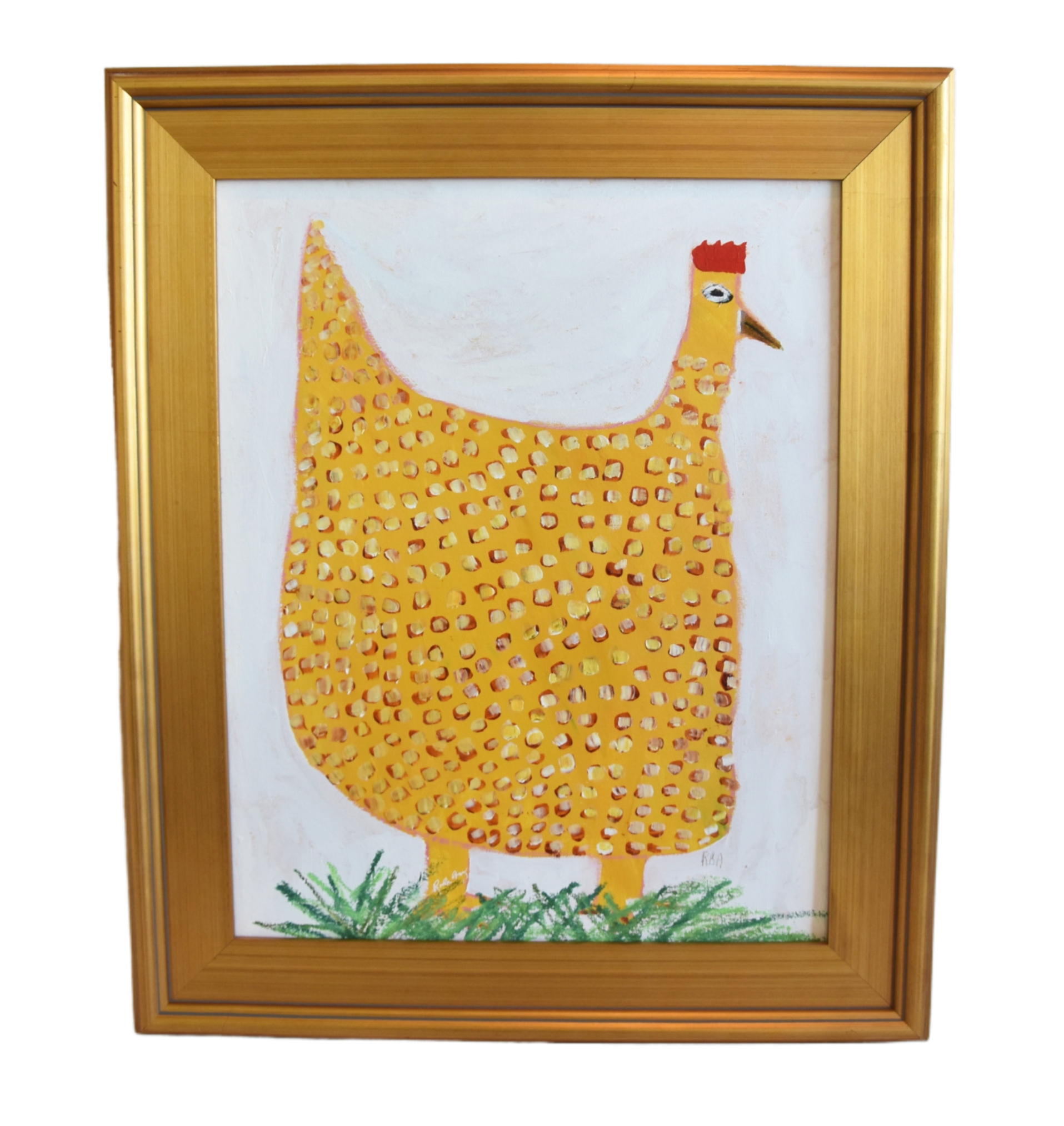 Folk Art Chicken Hen Rooster Painting~P77686799