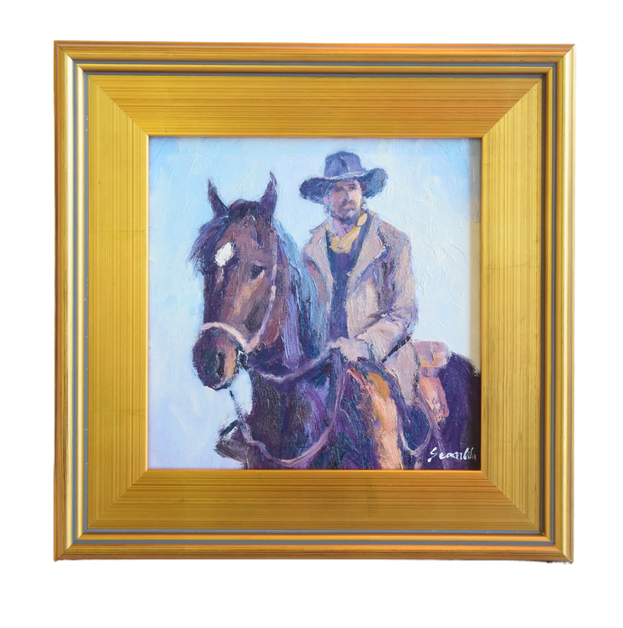 Western Cowboy Riding Horse Painting~P77681732
