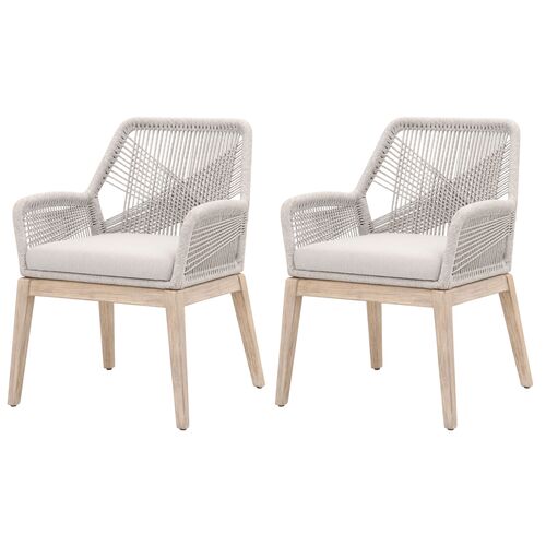 S/2 Easton Rope Armchairs, Taupe/Pumice~P77488083