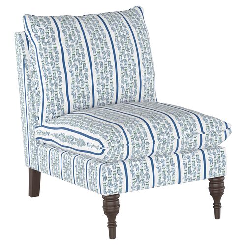 Agave Stripe Slipper Chair, Indigo~P77544686