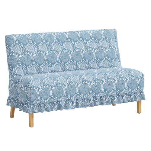 Maggie Ruffle Slipcover Dining Banquette, Ranjit Floral Maggie Ruffle Slipcover Dining Banquette, Ranjit Floral