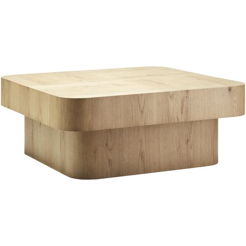 Orik 40" Square Wooden Coffee Table, Clear