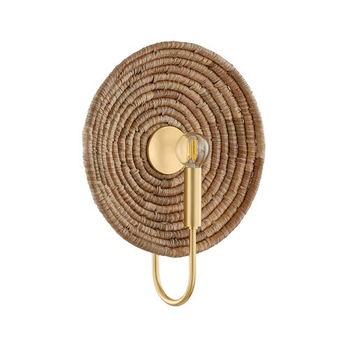 Vesna Wall Sconce, Aged Brass/Woven Natural Fiber Vesna Wall Sconce, Aged Brass/Woven Natural Fiber