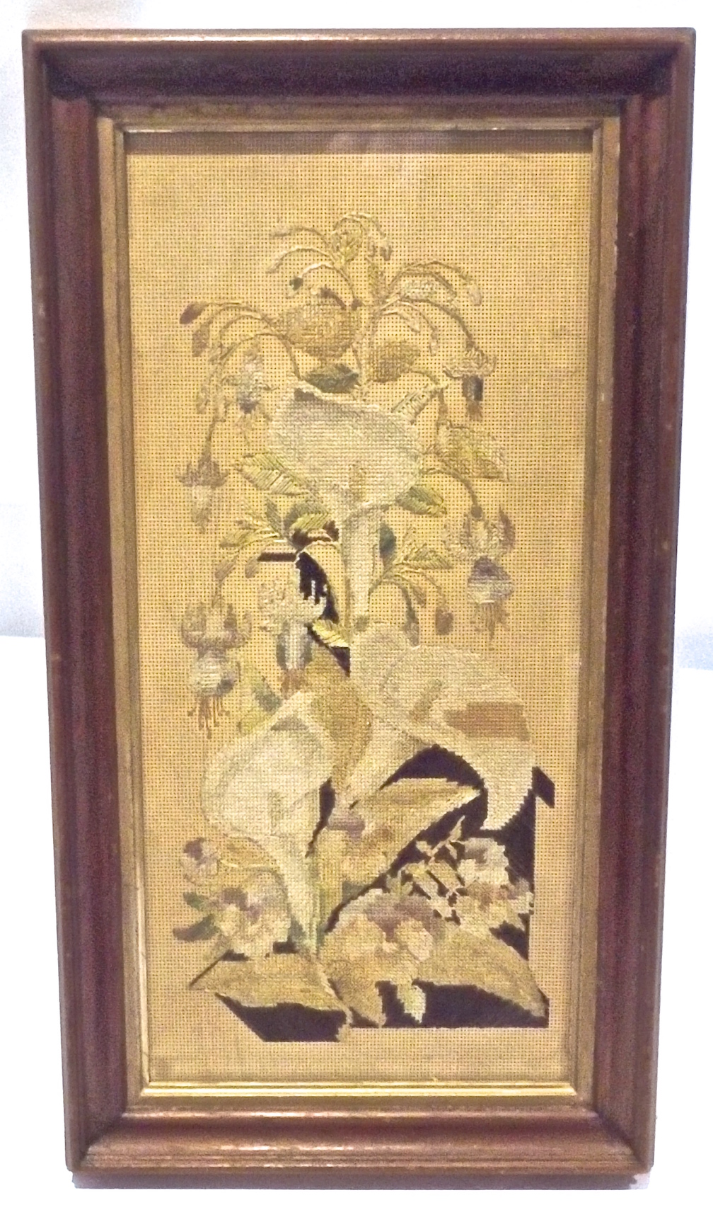 Antique Framed Floral Needlepoint
