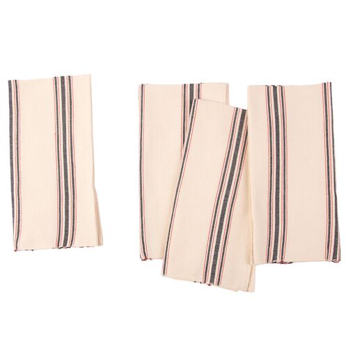 Siafu Home, S/4 Mistari Striped Napkins, White