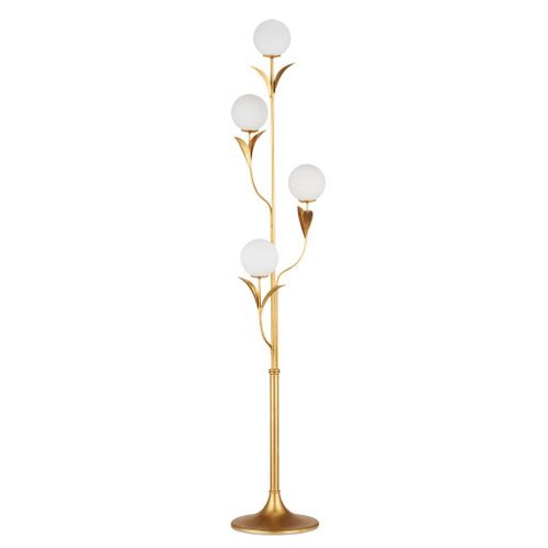 Rossville Floor Lamp, Gold/Frosted White