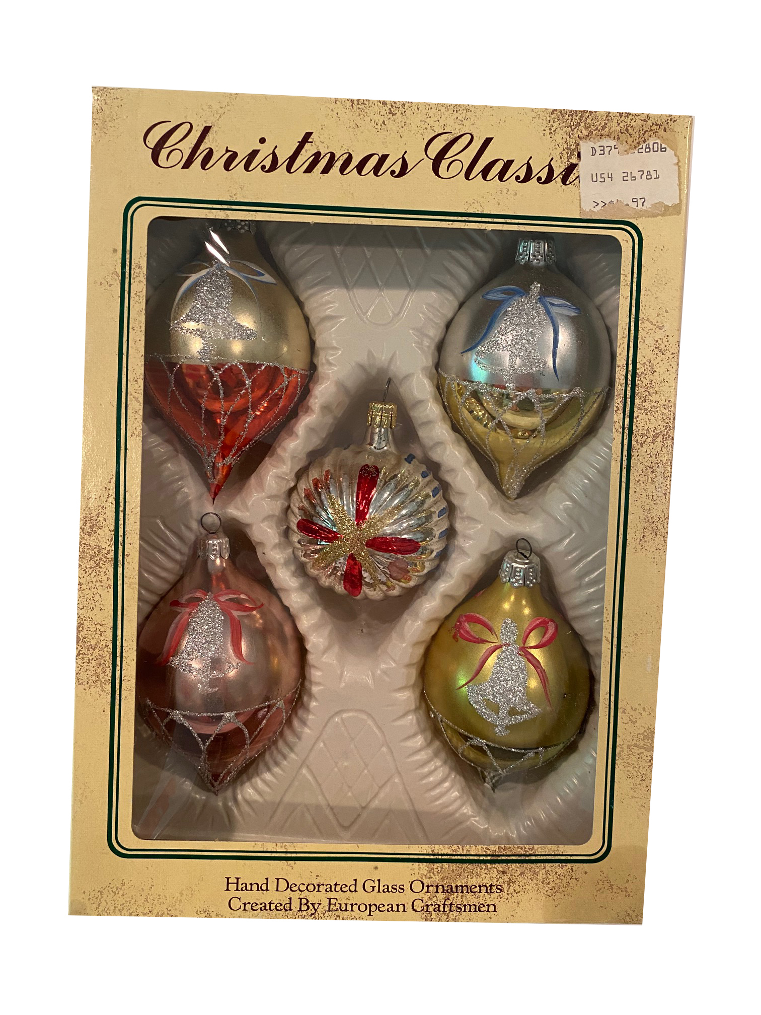 Hand-painted, Glittered Ornaments S/5~P77632208