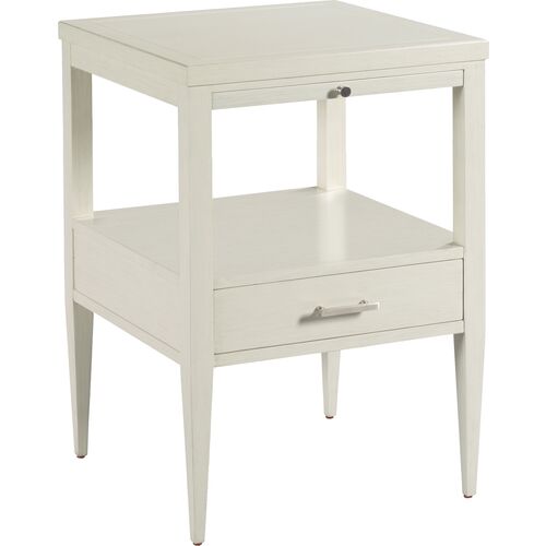 Luca Bedside Table, White/Nickel~P77654526