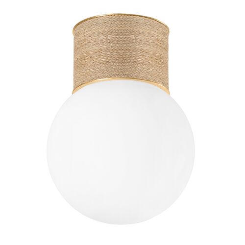 Chaya Rattan Globe Flush Mount, Natural/Vintage Gold Leaf Chaya Rattan Globe Flush Mount, Natural/Vintage Gold Leaf