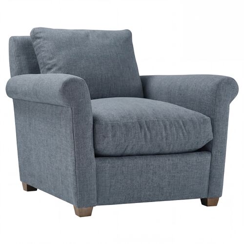 Sinclair Performance Linen-Blend Roll Arm Accent Chair Sinclair Performance Linen-Blend Roll Arm Accent Chair
