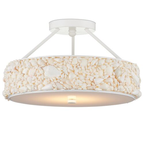 Turbinella Shell Semi Flush Mount, Off White