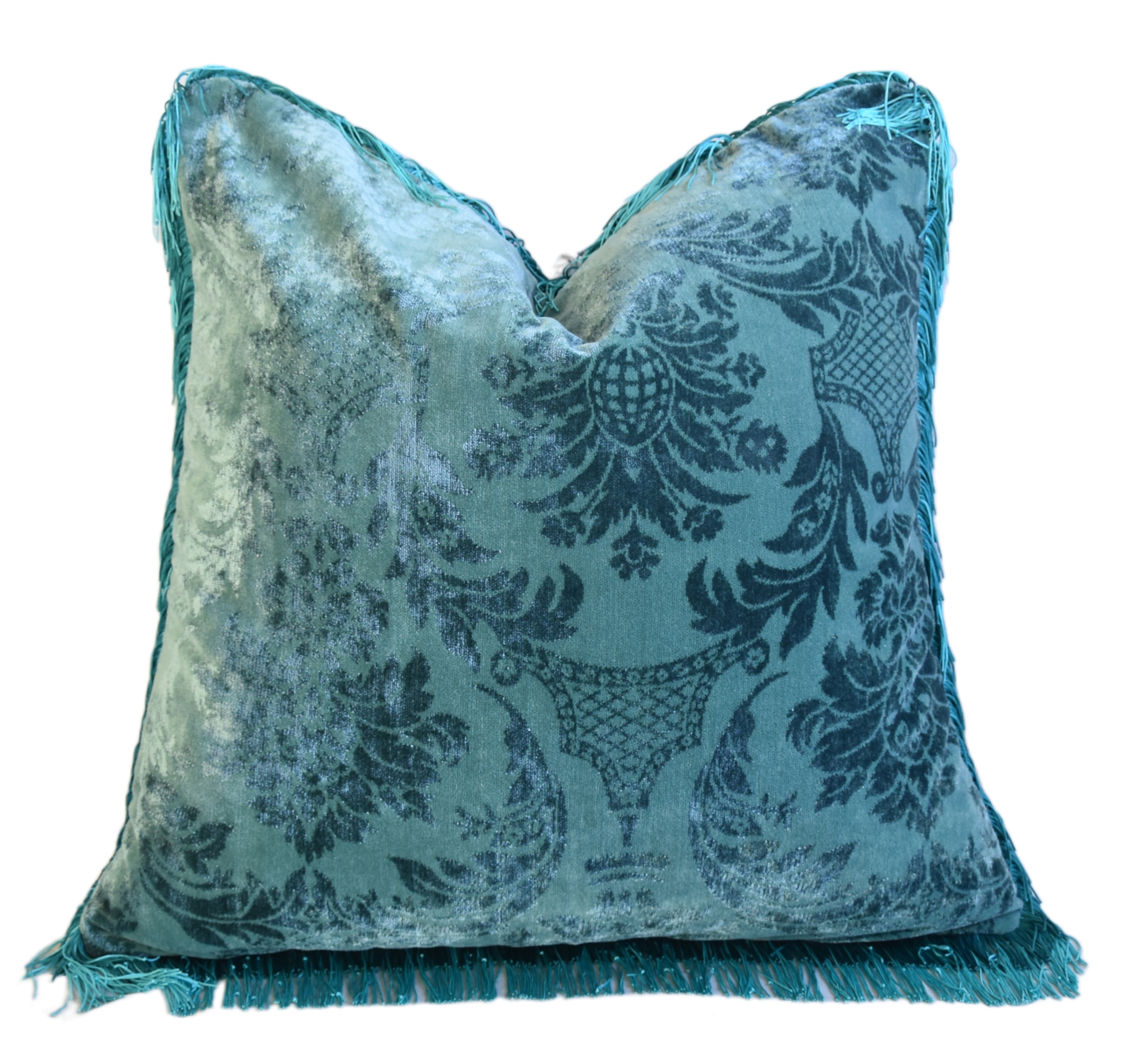 Green French Velvet Pillow W/ Fringe~P77671954