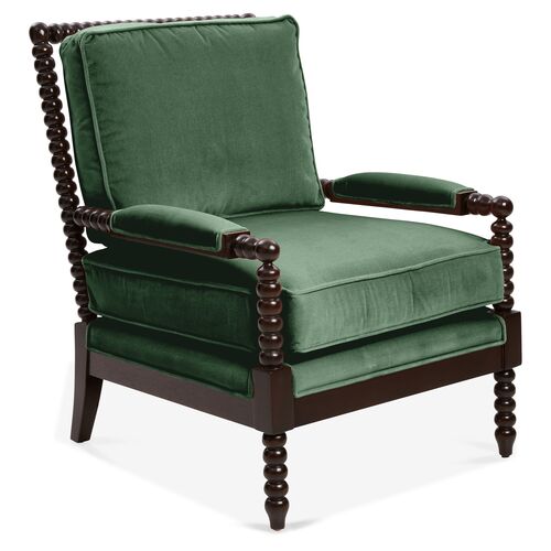 Bankwood Spindle Chair, Emerald Velvet~P77451611