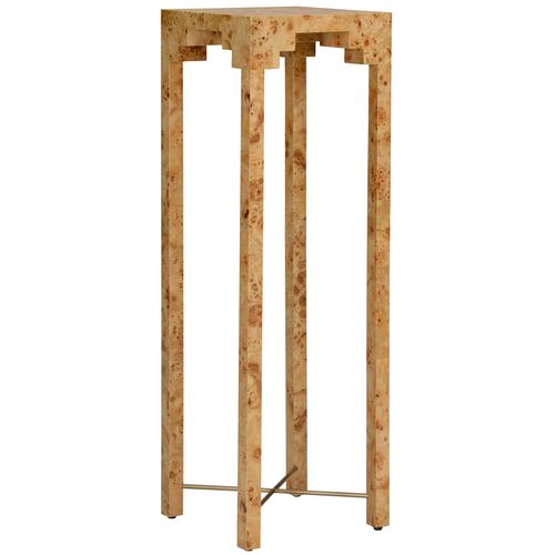 Falls Burl Wood Pedestal Table, Brown/Gold