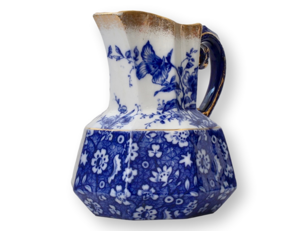 Antique English Flow Blue Water Pitcher