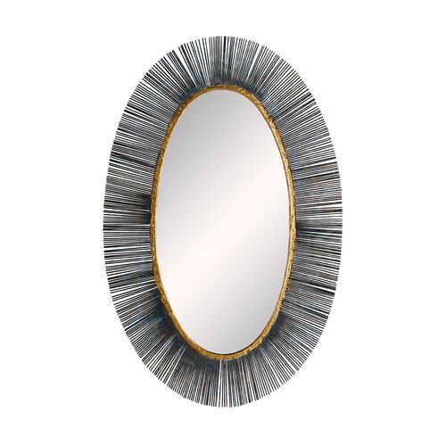 Perseus Iron Oval Sunburst Wall Mirror, Black