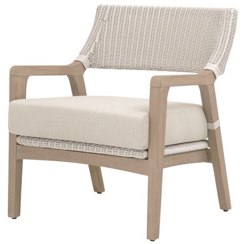 Luna Outdoor Wicker Club Chair, Pure White/Washed Ever Teak Luna Outdoor Wicker Club Chair, Pure White/Washed Ever Teak