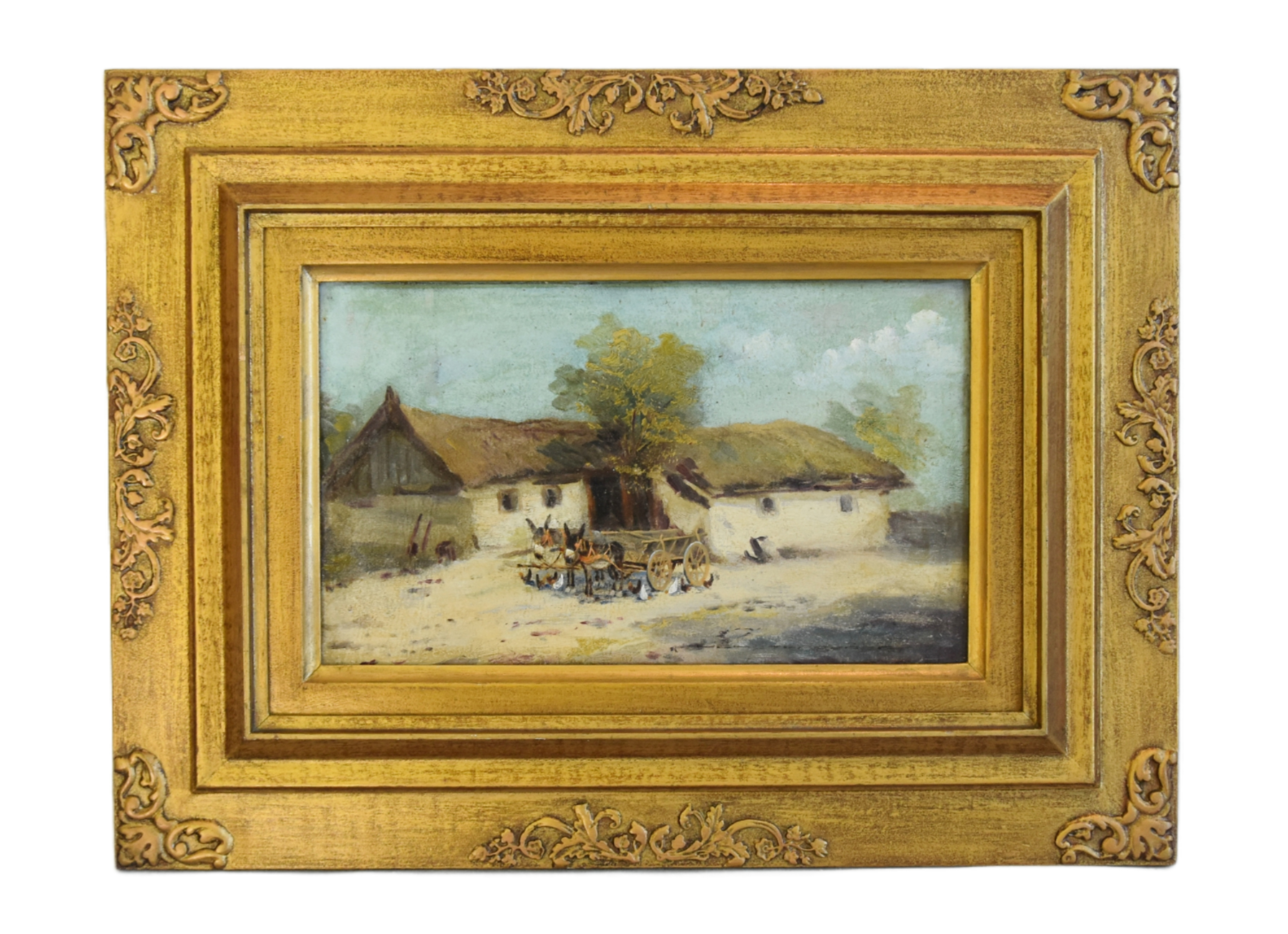 English Thatched Cottage & Donkey Cart~P77668051