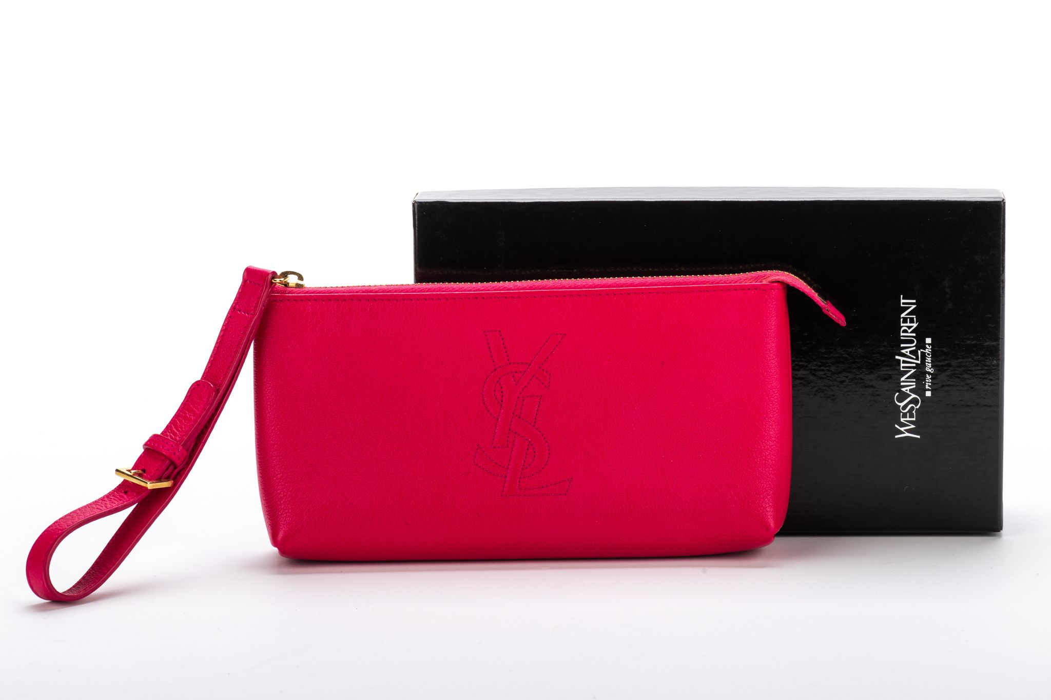 YSL Fuchsia Leather Wristlet Small Bag~P77597462