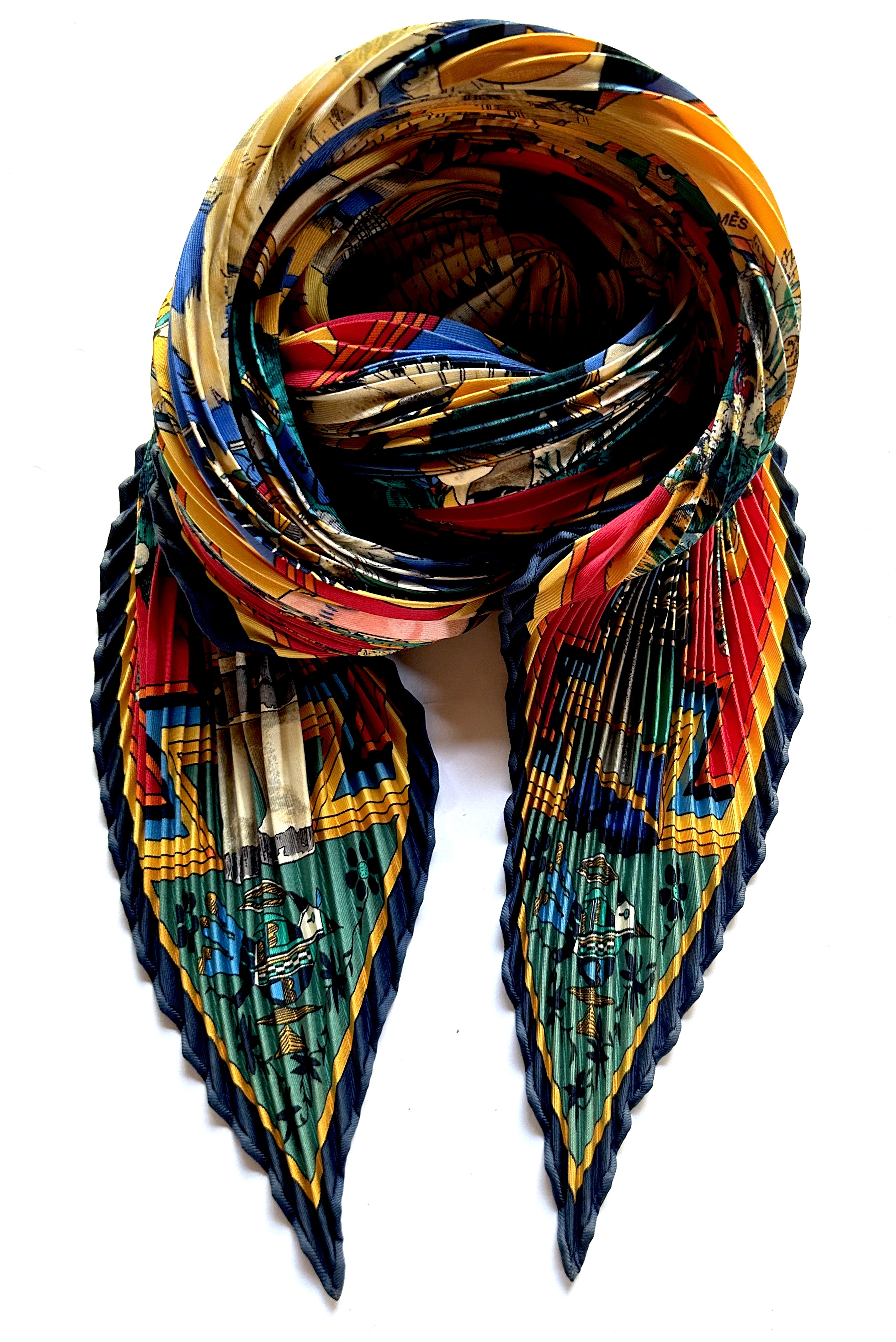 Hermes Kachinas Pleated Scarf in Box~P77741206