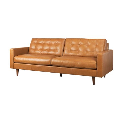 Yucca 88" Tufted Leather Sofa, Tan Yucca 88" Tufted Leather Sofa, Tan
