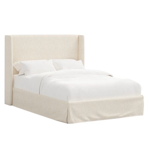 Charlotte Skirted Wingback Bed, Linen Charlotte Skirted Wingback Bed, Linen