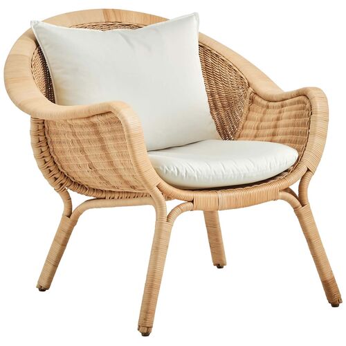 Madame Rattan Lounge Chair, Natural/White