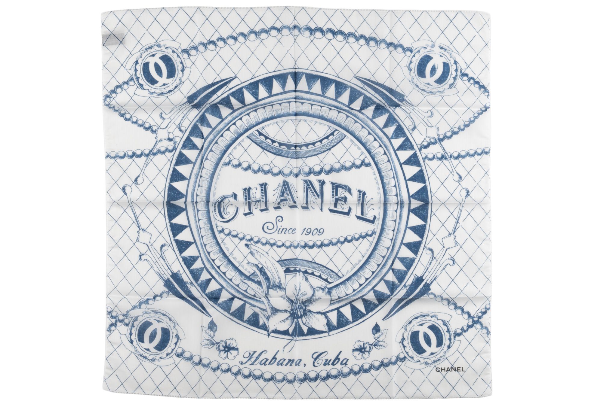 Chanel New Havana Cuba Scarf White Blue~P77732605
