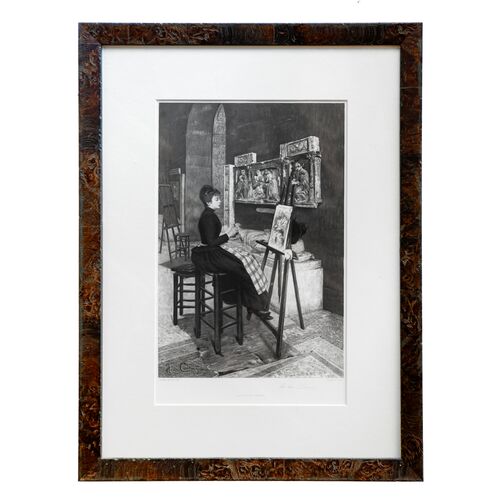 Etching of Artist in the Louvre~P77729755