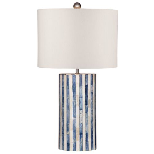 Thomas Bone Inlay Table Lamp, White/Blue