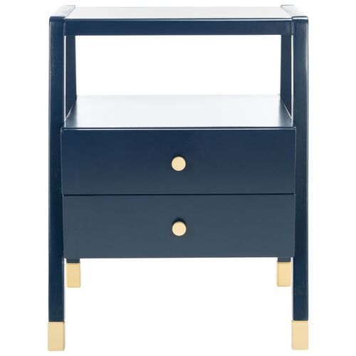 Zeph 2-Drawer Accent Table, Navy/Gold~P77648029