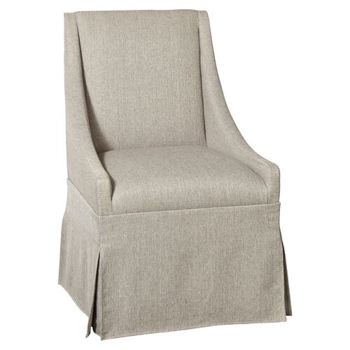 Towsend Skirted Armchair, Silver Gray Linen~P77366309