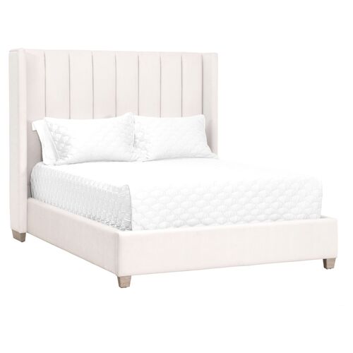 Milly Channeled Wingback Bed, Cream Velvet~P77656750