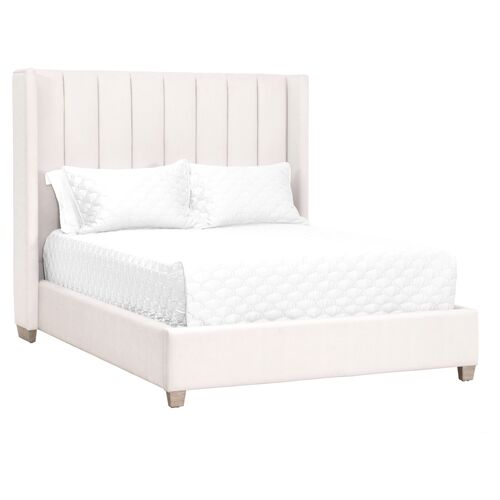 Milly Channeled Wingback Bed, Cream Velvet