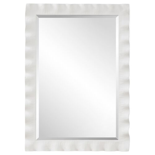 Kaelen Scalloped Edge Wall Mirror, White