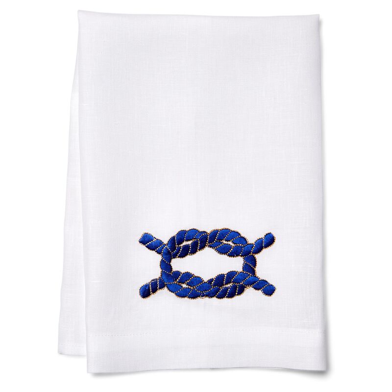 Knot Guest Towel, Navy/White