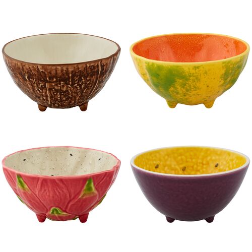 S/4 Tropical Fruits Assorted Bowls, Multi