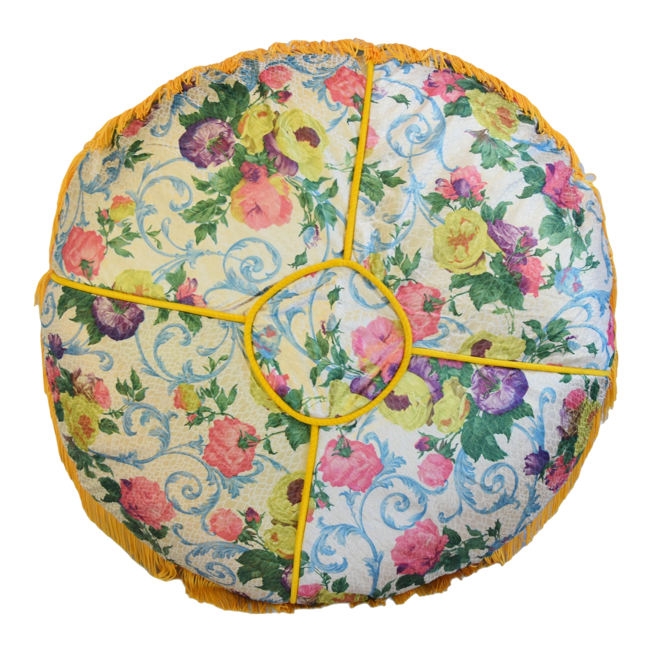 French Round Floral Pillow w/ Fringe~P77681606