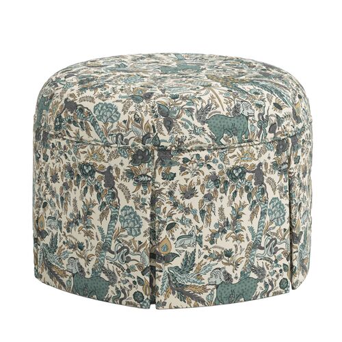 Liza Skirted Ottoman, Bali Lion