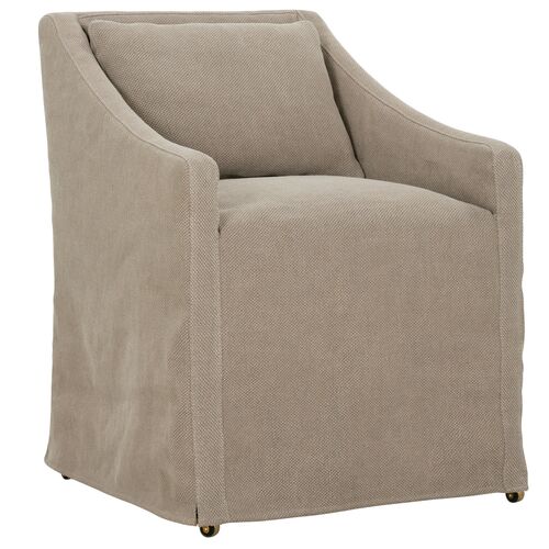 Charli Slipcover Dining Arm Chair, Linen