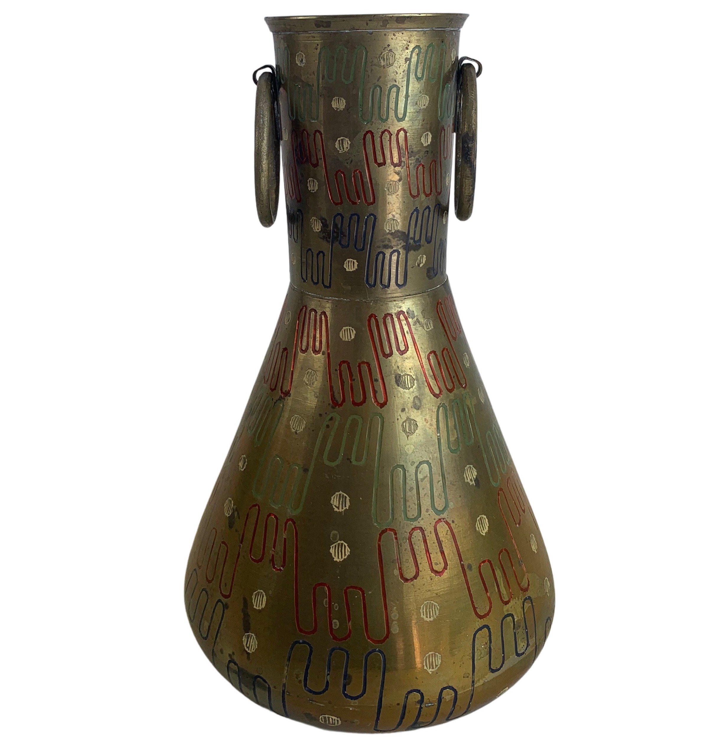 Indian Solid Brass Modernist Vase~P77620250