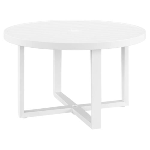 Harlyn Outdoor Aluminum Round Dining Table, Frost Harlyn Outdoor Aluminum Round Dining Table, Frost