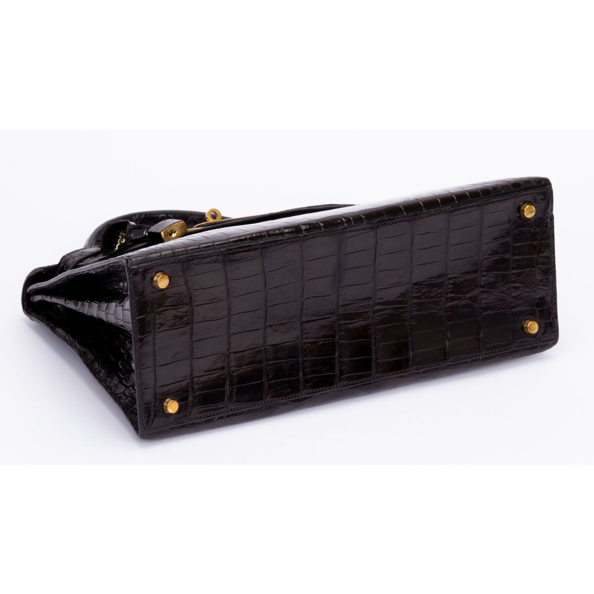 Hermès Mini Kelly Vintage Bag Sellier Black Croco Crocodile Ghw 20 cm RARE  at 1stDibs