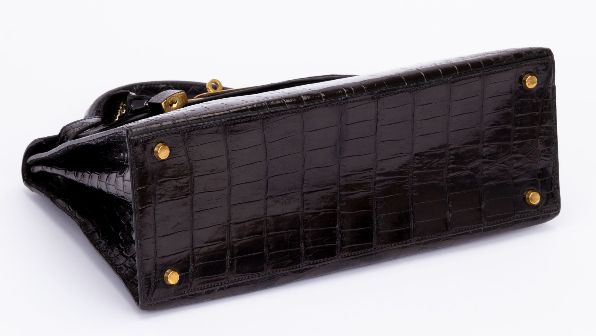 1960's Vintage Hermes Black Crocodile Kelly 35 Bag at 1stDibs