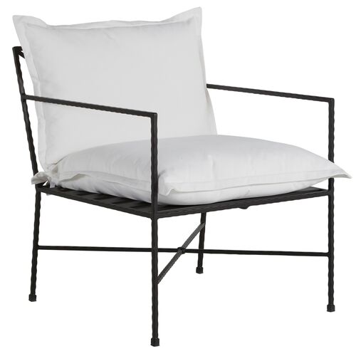 Italia Outdoor Lounge Chair, Black Wrought Iron~P77619701