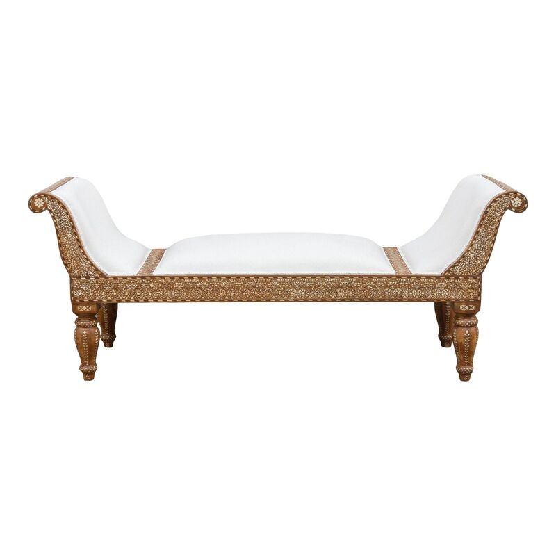 Finely Inlaid Indian Chaise Lounge