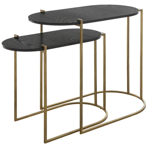 S/2 Rosabel Nesting Tables, Black/Brass